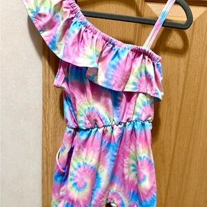 Colorful Tie-Dye One-Shoulder Dress